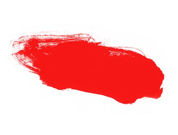 Lindo Esfregaço Aguarela Vermelho Escova Vermelha Abstrata Isolada Sobre Fundo — Fotografia de Stock