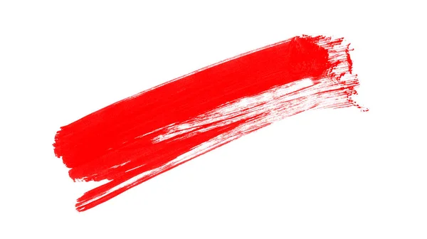 白色に分離された赤い水彩線 赤水彩筆 — ストック写真