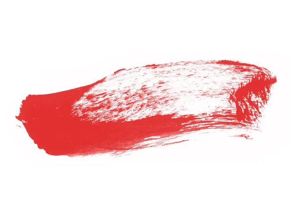 Pintura Vermelha Abstrata Acidente Vascular Cerebral Isolado Branco — Fotografia de Stock