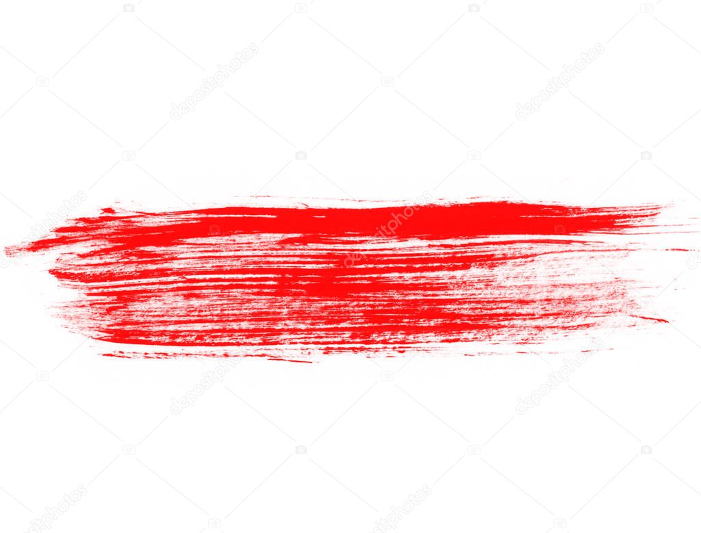 Red line isolated on white background. Red paint brush