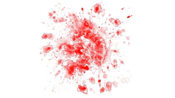 Esguicho Aquarela Vermelho Abstrato Isolado Branco — Fotografia de Stock