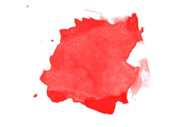 Beyaza izole edilmiş güzel kırmızı suluboya sıçraması. Resim için kırmızı fırça