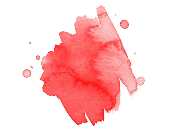 Tekstur Sapuan Merah Kuas Cat Air Abstrak Diisolasi Pada Latar — Stok Foto