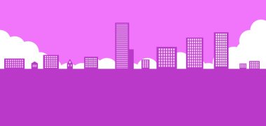 2d şehir silueti kavramına sahip pembe arkaplan