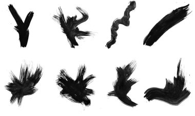 Güzel siyah mürekkep fırçaları beyaz arkaplanda izole edilmiş