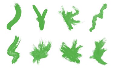 Yeşil boya fırçaları beyaza izole edilmiş.