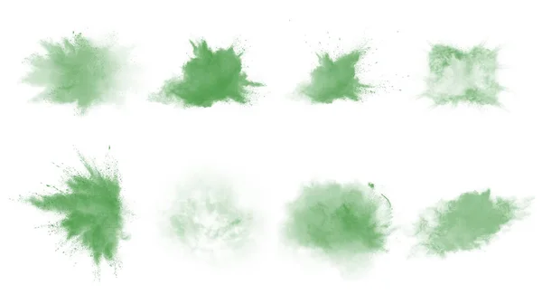 Beyaz Arkaplanda Izole Edilmiş Yeşil Toz Fırçaları — Stok fotoğraf
