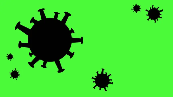 Abstract green background with silhouettes of bacterium