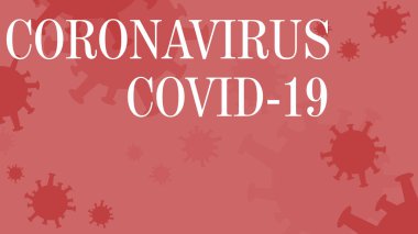 Minimalist kırmızı çizgi film beyaz metinli Coronavirus bayrağı