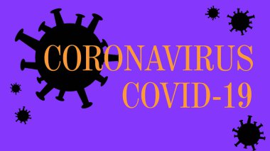 Coronavirus konu sözcükleri ve çizgi film mikrobu ile soyut arkaplan