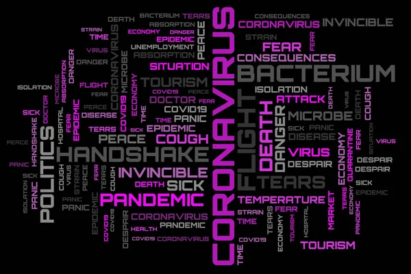 Coronavirus Word Cloud Black Background — Stock Photo, Image