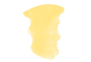 Beyaz arka planda izole edilmiş resim için güzel sarı suluboya fırça. Sarı lekeli fırça çizimi