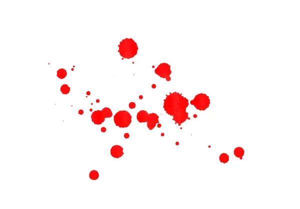Schöne Rote Blutspritzer Isoliert Auf Weiß — Stockfoto