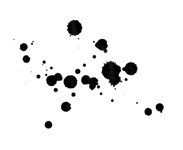 Black Ink Blots Isolated White Background — Stock Photo, Image