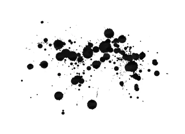 Чорні Чорнильні Плями Ізольовані Білому Тлі — стокове фото