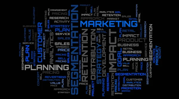 Business Word Collage Black Background Blue Modern Word Collage — Stock Photo, Image