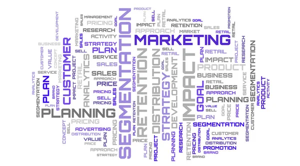 Blue word collage concept. Marketing modern word cloud illustration