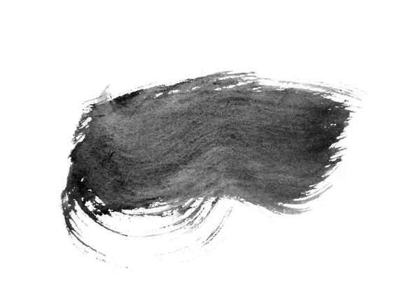 Black Ink Stroke Brush Art Draw Isolated White Background — Stock Photo, Image