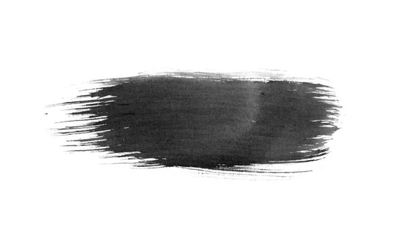 Black Ink Smear Brush Art Draw Isolated White Background — Stock Photo, Image