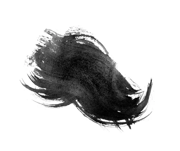 Pennello Striscio Inchiostro Nero Arte Disegnare Isolato Sfondo Bianco — Foto Stock