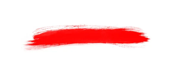 白に隔離されたアートの描画のための赤い塗料のスミアブラシ — ストック写真