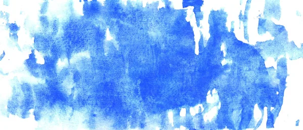 Abstrait dessiné à la main aquarelle sale fond bleu et blanc — Photo