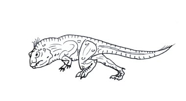 El çizimi dinozor beyaz arka planda izole