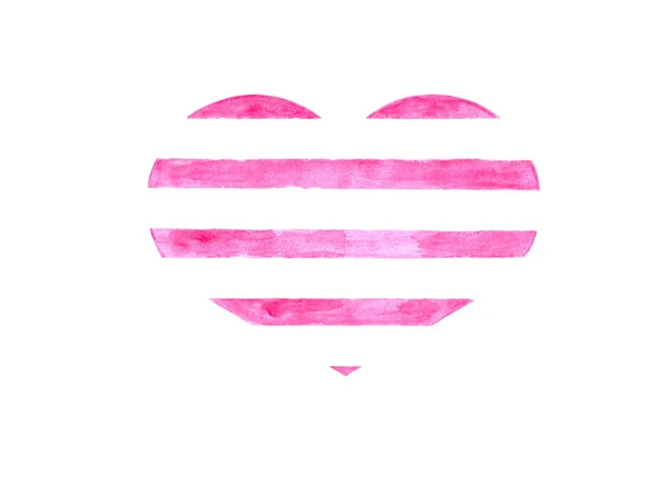 Kézzel rajzolt akvarell rózsaszín és fehér szív — Stock Fotó