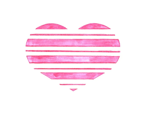 Acuarela aislada dibujada a mano corazón rosa y blanco — Foto de Stock