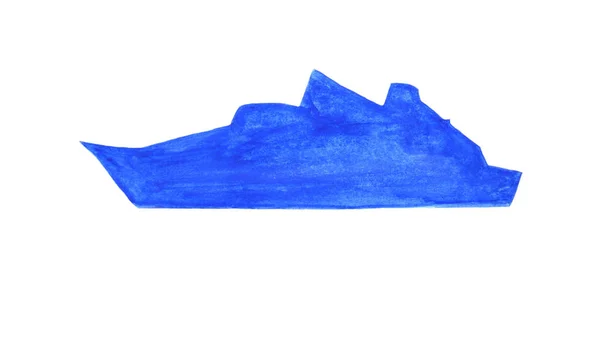 Met de hand getrokken aquarel blauw schip. — Stockfoto