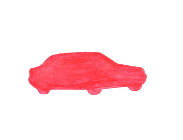 Met de hand getrokken geïsoleerde aquarel rode auto. — Stockfoto