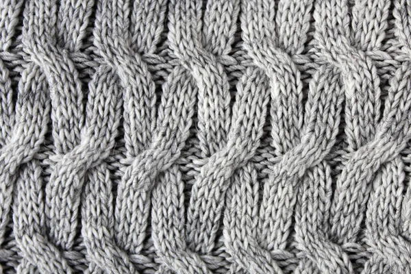 Sfondo Texture Tessuto Grigio Lavorato Maglia — Foto Stock