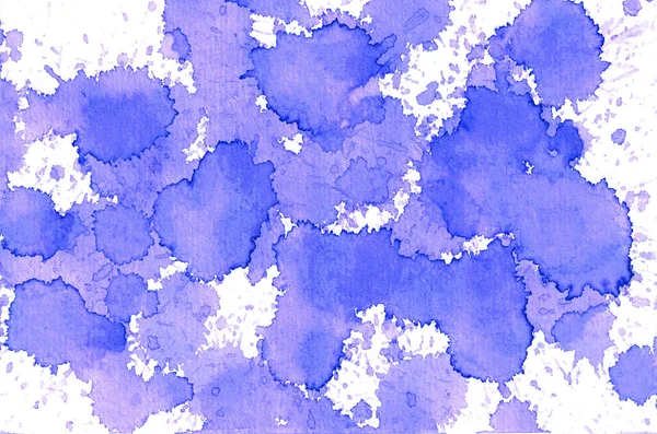 Fond Abstrait Dessiné Main Taches Bleues Aquarelle Avec Espace Copie — Photo