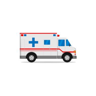 ambulans beyaz kırmızı şerit düz tasarım
