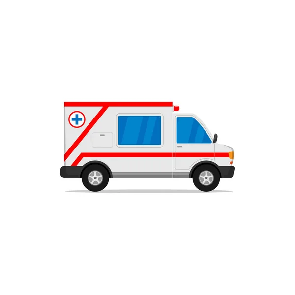 Flat design red striped white ambulance — ストックベクタ