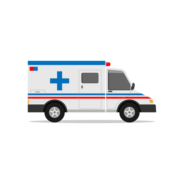 Ambulance vektorový design v bílé s modrými a červenými pruhy — Stockový vektor