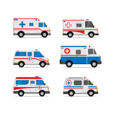 Ambulans vektör tasarımları kümesi