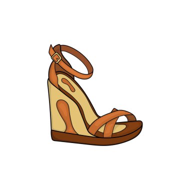 Bağcıklı kahverengi kama ayakkabıların vektör tasarımı