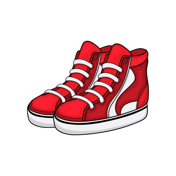 Disegno vettoriale di scarpe da ginnastica rosse con lacci delle scarpe — Vettoriale Stock