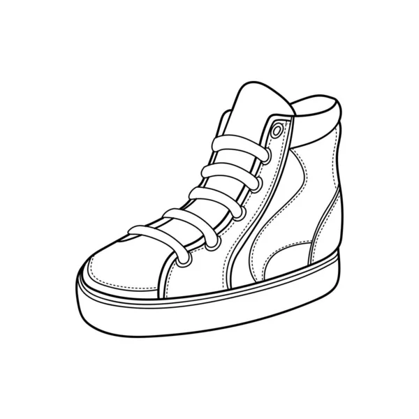 Design vettoriale delle sneakers contorno con lacci delle scarpe — Vettoriale Stock