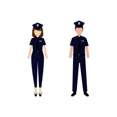 İki polis tasarım vektör memurunun mesleğinin çizimi