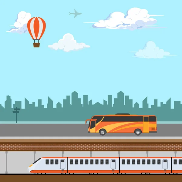Ilustrativní Design Veřejné Dopravy Pro Cestování — Stockový vektor
