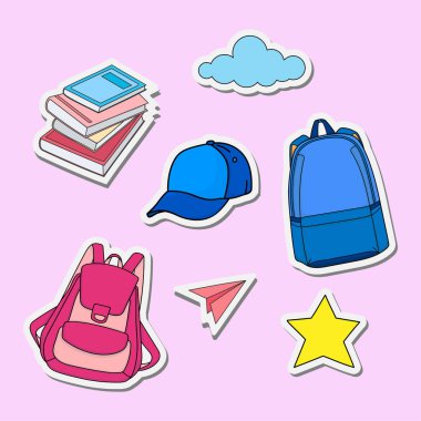 Okul illüstrasyon tasarım etiketlerine geri dön