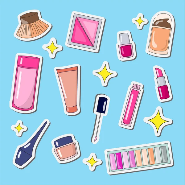 Outils de maquillage de conception vectorielle et maquillage pour les femmes — Image vectorielle