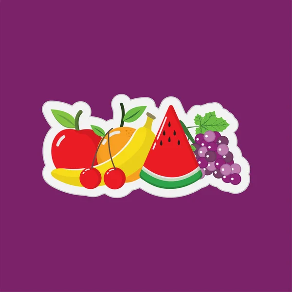 Stickers vectoriels de conception de fruits frais — Image vectorielle