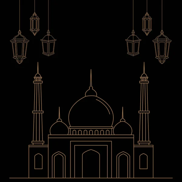 Lantern Mosque Outline Vector Design — Stock Vector