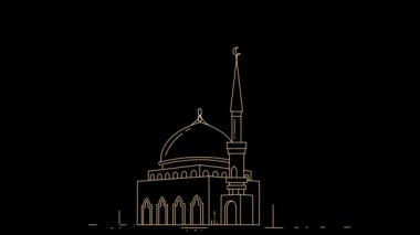Cami binasının basit tasarımı, Ramazan kutlamasının hareketli grafikleri.