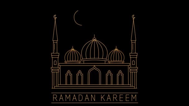 Meczet Ruchu Grafiki Ramadan Stylu Linii Koncepcji — Wideo stockowe