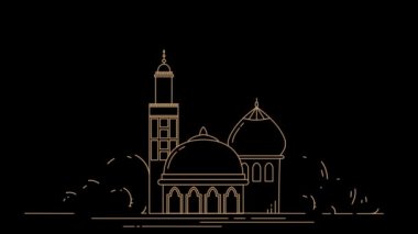 geceleri hareketli grafikler camii ve çizgi konsepti