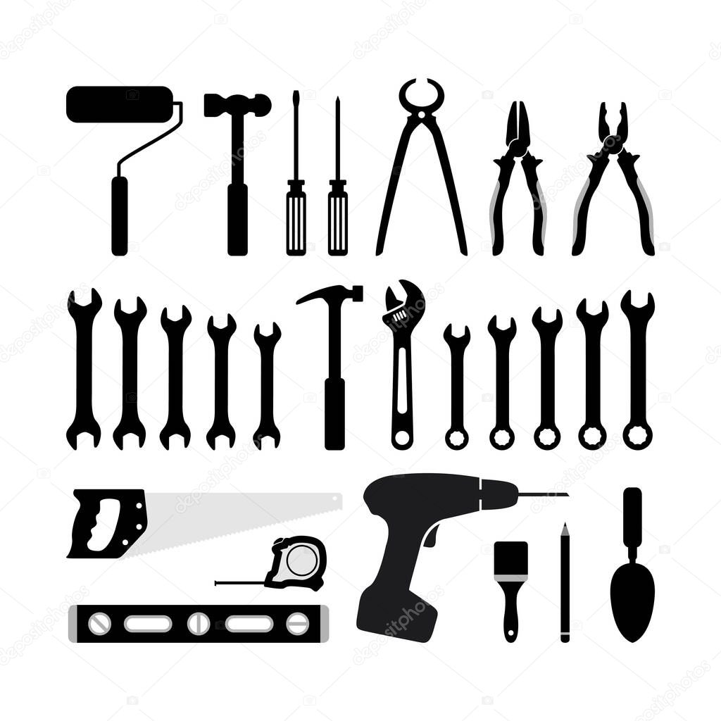 silhouette icon carpentry tool vector design concept